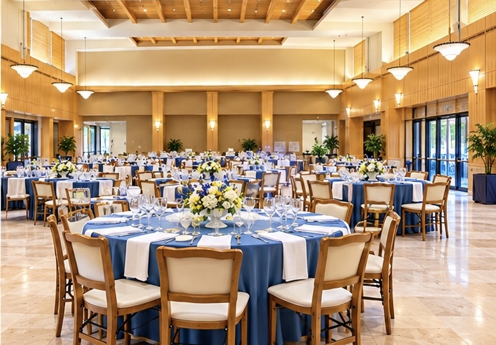 Business dinner ballroom set up